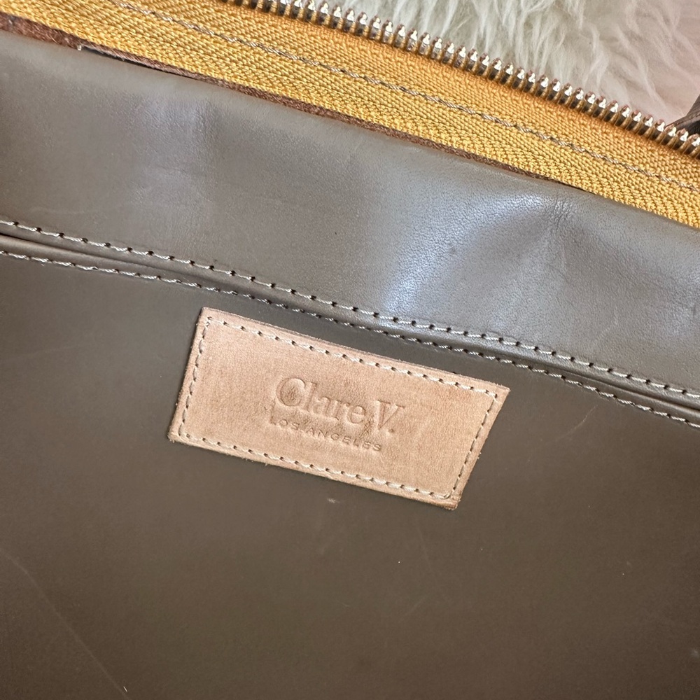 Clare V Taupe Leather Tote Le Zip Sac - Picture 2 of 7